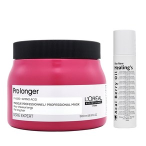 로레알 프로롱거 마스크 (힐링스 아사이오일 100ml 증정) 손상모발용 살롱헤어팩, 1개, 500ml
