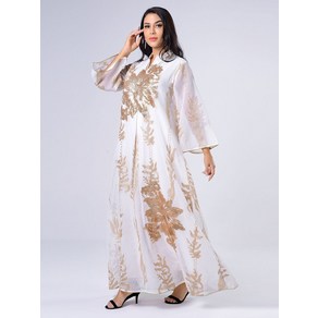 Siskakia Sequins 여성용 Abaya 드레스 모로코 Kaftan 터키 아랍어 Jalabiya White Islamic Ethnic Robe 2023 Eid New