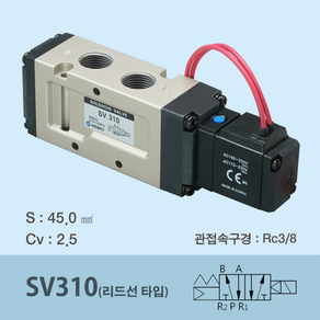 신영제어기 공압솔레노이드밸브 SV310 (직접배관형 5포트 싱글), -2L AC220V, 1개