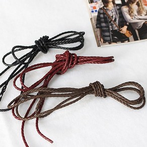 3mm 가방 파우치 휴대폰줄 인조가죽 스트링 꽈배기끈 부자재, 3mm블랙, 1개