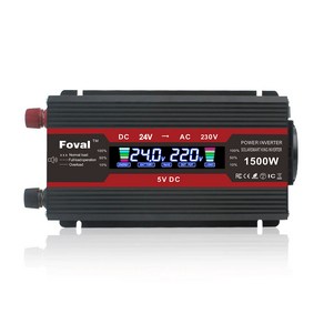 녹원 한국형 콘센트 순수계단파 차량용 인버터 지속출력 800W, 24V, 1개