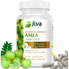 Amla Powde Capsules 암라 분말 캡슐 600mg Amla 추출물 포뮬러 천연 비타민 C 함량이 높은 면역 지원, 60 정, 1개