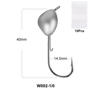 낚시 미끼 0.7g-10.2g 다양한 크기의 부식 방지 녹슬지 않는 지그 헤드 후크 태클 10 개입, 1개