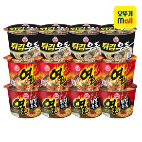 오뚜기 열튀김우동 100g 4개+튀김우동 용기 110g 4개+열라면 용기 105g 4개, 1개