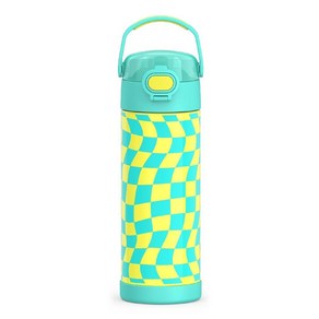 써모스 펀테이너 텀블러 네온핑크 473ml 153035, Wavy Checkes Teal, 1개