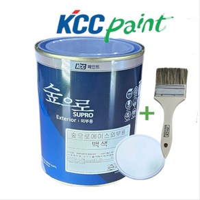 KCC친환경 에이스 내 외부 수성 겸용(무광 화이트) 0.9L 소 포장+PP2인치평붓, 친환경수성 화이트(무광) +PP3인치 평붓, 900ml, 백색, 1개