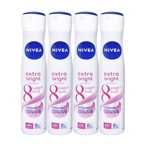 니베아 데오드란트 스프레이 엑스트라 브라이트 200ml 4개팩, 4개