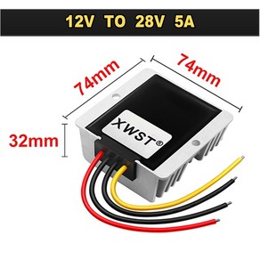 위상변환기 주파수변환기 XWST DC 컨버터 부스트 인버터 전압 조정기 스텝 업 전력 변압기 모듈 오디오 CE용 12V 28V 3A 5A 10A 12A, [05] 5A Aluminum L, [01] 12V, [01] 28V, 1개