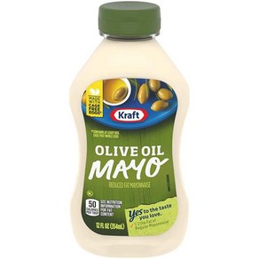 Kaft Mayo 올리브 오일 지방 감소 마요네즈 (355ml(12온스) 병), 1) 12 Fl Oz (Pack of 1) - Oliv, 없음