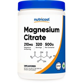 Nuticost Magnesium Citate Powde (Unflavoed 500 Gam) 뉴트리코스트 구연산마그네슘 분말(무맛 500그램), 무맛, 500g, 1개