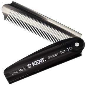 Kent 82T 10.1 cm(4인치) 192 mm 수제 파인 컷 접이식 포켓 빗 남성용. 톱형, 거북이 껍질_1 Pack