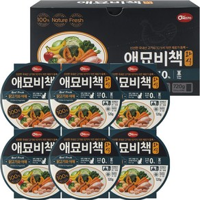 애묘비책 고양이 전연령용 닭고기와야채 화식사료, 닭, 120g, 6개