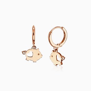 14K 금 귀걸이 하트 베이비 복 돼지_ENHL4901 Gold Eaings Gift