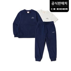 아이더공식 에센셜 키즈 맨투맨 반팔 조거팬츠 3PCS 세트 JUU23201N7