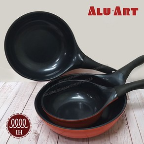 ALUART 넌스틱 티타늄코팅 인덕션 웍 궁중팬, 1개, 20cm+24cm &행주