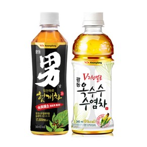 [제트스카이] 광동 옥수수 수염차 340ml 10펫 + 광동 헛개차 340ml 10펫, 1세트