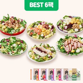 샐러드 베스트 6종 맛보기 (닭+크래미+치즈+숯불+훈제오리+그린), 단품