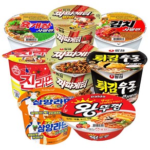 큰컵라면세트 육개장+김치사발면+진라면매운맛+왕뚜껑+삼양라면+짜파게티+짜파게티범벅+튀김우동, 1세트