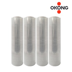 오공 스트레치필름 공업용랩 박스판매 산업용 포장용 포장랩 25mic x 500mm x 225m 1박스 4롤, 1세트, 투명