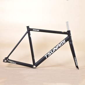 2021 새로운 Tsunami SNM100 700c 알루미늄 고정 기어 프레임 및 포크 Fixie 자전거 49cm 52cm 55cm 자전거 부품 프레임 세트, 검정 흰색, 협동사, 58cm, 1개