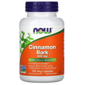 나우푸드 시나몬 바크 Now Foods Cinnamon Bak 600 mg 120 베지캡슐, 1개, 120정