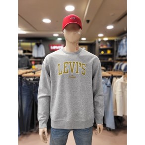 리바이스 무료배송!! 깔끔한 디자인!! 겨울까지 편하게 입는 따뜻한 LEVI'S 공용 릴렉스드핏 기모 맨투맨티셔츠 그레이[NC불광]A5027-0004