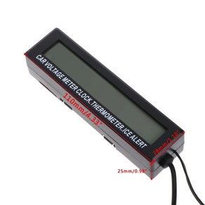 디지털 LCD 시계 자동차 전압계 온도계 배터리 전압 온도 모니터 12V/24V, 1개