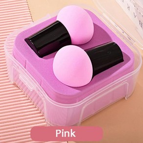 버섯 머리 메이크업 퍼프 에어 쿠션 뷰티 핸들 화장품 계란 건조, 1개, 4.Pink-2pcs and box