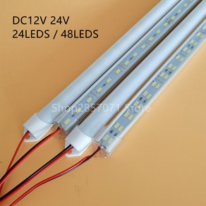 24/48 LED 라이트 스트립 단단한 바 알루미늄 쉘 PC 커버 5730 조명 DIY 330x15mm DC12 V 24V, tanspent, WHITE, DC12V 48LEDS, 1개