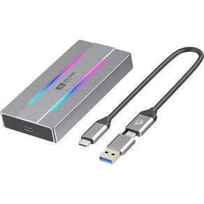 게임용 RGB M.2 NVME SSD 인클로저 SANZANG USB 3.1 Gen 210Gbps Type C NGFF PCIe MKeyBM Key 외장 솔리드 스테이트 드라이브, 10 Gbps-Gey