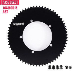 호환 PASS QUEST 144BCD 체인링 고정 기어 픽시 로드 바이크 원형 산악 베뉴 단일 속도 기어 디스크 자전거 46-66T, 1개, [20] 65T