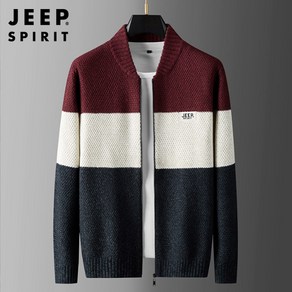 센트리엘리 지프 JEEP SPIRIT 남성 긴팔 니트 배색 가디건 남자 심플 캐쥬얼 패션