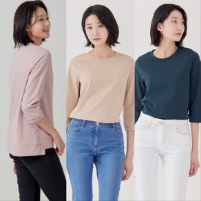 [지센] 여성 면혼방 솔리드 라운드7부티셔츠(색상3종) 면59% LCTSP325