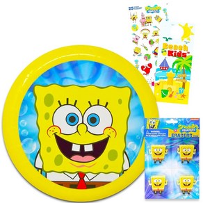 SpongeBob SquaePants 스폰지밥 놀이 세트 장난감 번들 - 액티비티 4개 프리스비 컬러링 북 피규어 지우개 등  게임, 1개