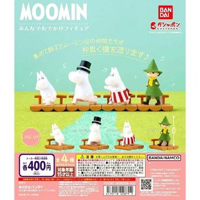 4종세트) 반다이 무민 민나 모두의 외출 MOOMIN 피규어 가챠 가샤폰 캡슐, 1개