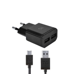 TG삼보 TG-HC2421 가정용 고속 USB 2포트 멀티 충전기+5핀 케이블, 1개, 블랙