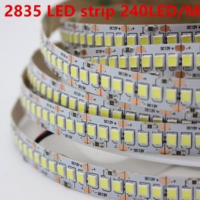 LED 1200 뉴트럴 웜 LEDs/m 테이프 10mm 1/2/3/4/5 2835 조명 화이트 240 PCB 스트립 4000K DC12V m/lot CCT 24V, Cool white 7500K, 1m