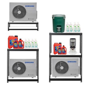 에어컨 실외기 거치대 에어컨 실외기 받침대 하트랙 조립식 철제 앵글 선반 다이 샷시 랙, 블랙, 600x400, 750 2단, 1개