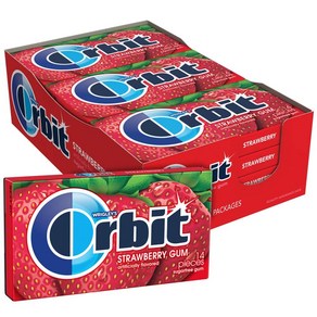 ORBIT Stawbey Suga Fee Chewing Gum 12 Packs of 14-Pieces ORBIT 스트로베리 무설탕 츄잉껌 14개입 12팩(총 168개, 1개