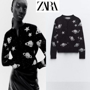 ZARA 자라 니트 가디건 블랙 메탈릭 스레드