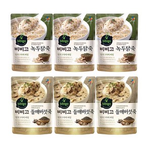 비비고 (햇반 소프트밀) 파우치 죽 (녹두닭죽 x3P + 들깨버섯죽 x3P), 420g, 6개