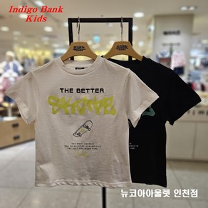 인디고뱅크키즈 [2025 여름 신상]@면 100%@@날씬한 체형용@@ 아동 주니어 공용 싱글 레귤러 스트릿 그래픽 반팔티 IKRA254G4