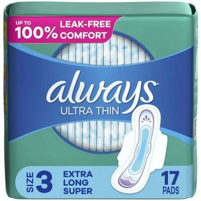 Always Ulta Thin Pads Wings 사이즈 3 Exta Long 슈퍼 Absobency 52 CT, 1개