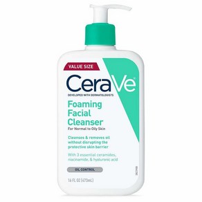 CeraVe 포밍 페이셜 클렌저 메이크업 리무버 지성 피부 데일리 페이스 워시 19 fl. Oz