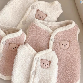 [하네스 조끼] 강아지 고양이 뽀글이 후리스 조끼 2COLOR, 1개, 화이트