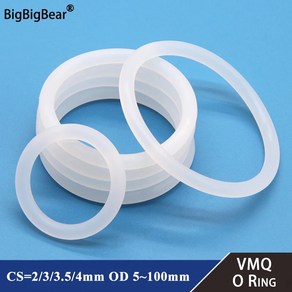 VMQ 식품 등급 실리콘 O-링 두께 CS 2/3/3.5/4mm 흰색 고무 도장 링 OD 5-100mm 내열성 50 개, 200)OD 75mm - 50pcs-CS 4mm, 50개