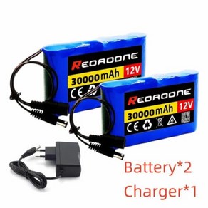 휴대용 슈퍼 충전식 리튬 이온 배터리 팩 용량 DC 12.6V 50Ah CCTV 캠 모니터 1A 충전기 12V 30000mah 신제품, 01 12V50AHx2-1A_01 CHINA, 1개