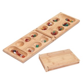 화려한 돌이있는 Mancala 보드 게임 자갈을 접는 나무 보드 체스 세트, 1개