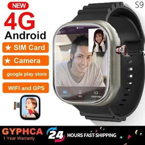 4G 스마트워치 Oled 화면 S9 시계 190 ° 회전 카메라 카메라 와이파이 GPS SIM 카드 나침반 구글 플레이 스토어 앱 신제품