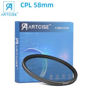 ARTCISE 초슬림 초경량 HD CPL 카메라 필터 눈부심 감소 / 명암비 향상 / 슬림형, CPL 58mm, 1개